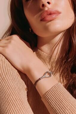 Authentic Hermès Jumbo Hook Double Tour Bracelet Brown Leather Palladium W/ Box